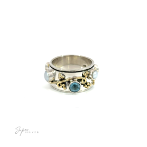 Spinner de perla y Topacio azul con detalles dorados - Product Image 4