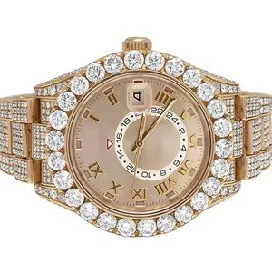 Reloj de Acero Inoxidable con Diamantes Cultivados en Laboratorio, Correa de Cuero Analógica, Color D, VVS, con Certificado de Autenticidad, Marca de Moda Personalizada - Product Image 4