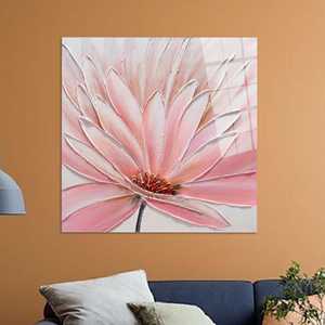 Art mural moderne sur toile avec motif de marguerites roses - Décoration botanique imprimée, ART SUR VERRE TÉRMÉTRAL - Product Image 1