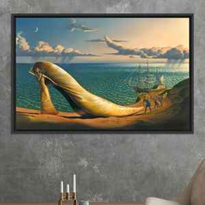 Surreal High Heel Beach Canvas Art: Fantasy Ocean Scene,BLACK <b>FRAMED</b> CANVAS - Product Image 1