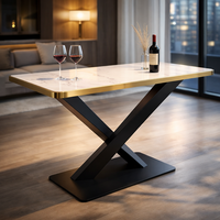 Table rectangulaire en pierre frittée moderne pour restaurant et café, mobilier commercial moderne pour restaurant, table en pierre frittée
