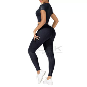 Ensemble de 2 pièces de Yoga athlétique pour femmes, vêtements de sport, Legging taille haute, ensemble de soutien-gorge zippé - Product Image 1