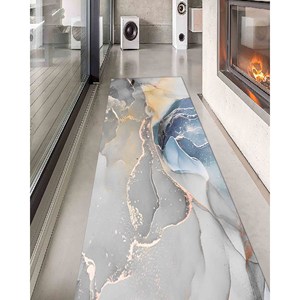 Alfombra de Mármol Azul Grisáceo: Tonos Suaves, Alfombra Antideslizante, Alfombra Estampada, Alfombra de Chenilla - Product Image 4