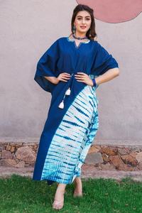 Summer Tie-Dye Plus Size <b>Kaftan</b> Floor-Length Casual Dress with Three-Quarter Sleeves for <b>Beach</b> Occasion Order Model - Product Image 2