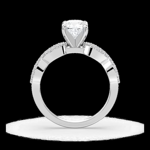 Anillo de Compromiso con Diamante Cultivado en Laboratorio de Corte Cojín de 1.30 CTW, Diseño de Espiga Trenzada, Oro Sólido de 14K - Product Image 2