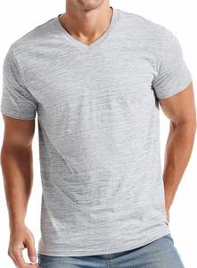 T-shirt tendance à col en V 100% coton T-shirt homme T-shirt à manches courtes tendance T-shirt classique homme Fait sur mesure - Product Image 6