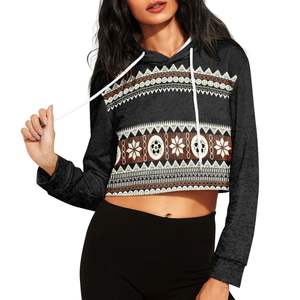 เสื้อครอปฮู้ดดี้ผู้หญิง สไตล์สตรีท แฟชั่นโอเวอร์ไซส์ ผ้าฟลีซ สำหรับฤดูหนาว รับผลิตแบรนด์ตามสั่ง - Product Image 3