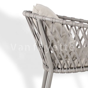 Silla de mesa de jardín Calista, muebles de exterior, sillas y cuerda plegable, silla de aluminio tejida, juego de comedor - Product Image 3