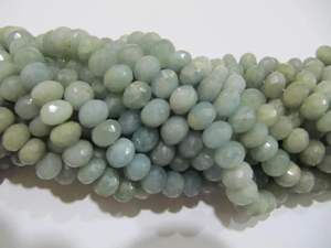 Aguamarina natural Rondelle facetado 8-9mm cuentas de piedras preciosas hebra 8 pulgadas de largo - Product Image 2