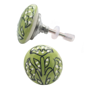 Boutons en céramique de fleur gravés à la main de conception moderne belle poignée et traction à la main pour armoire cuisine chambre commode CK 393 - Product Image 2