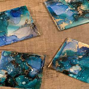 Juego de posavasos de resina hecho a mano con tapetes epoxi brillantes incrustados florales perfectos para mesa de centro sala de estar y regalos para el hogar - Product Image 5