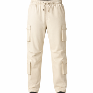 Pantalones Cargo Multibolsillos para Hombre, Cintura Elástica con Cordón, Pantalones Casuales Utilitarios, Mezcla de Algodón, Venta al Por Mayor OEM - Product Image 2