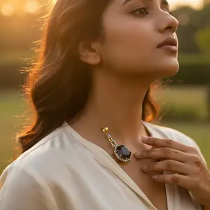 Collier pendentif en quartz fumé octogonal plaqué or pour femmes, produit de bijouterie fine - Product Image 1