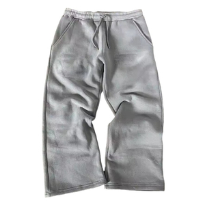 กางเกงสเวตเตอร์ผ้าฟลีซปักลายสำหรับผู้ชายกางเกงสเวตเตอร์ผ้าซักกรดวินเทจสำหรับผู้ชาย - Product Image 1