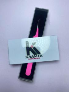 Pinces à épiler pour extensions de cils en acier inoxydable de qualité supérieure, à pointe lisse, à angle de 45 degrés, roses, avec boîte, prix compétitifs - Product Image 5