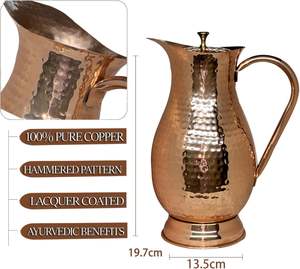 Último diseño Floral impreso decorativo Drinkware jarra de cobre 100% jarra de cobre hecha a mano pura mejor precio - Product Image 3