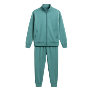Ensemble de vêtements de sport décontractés pour homme de haute qualité, deux pièces, avec capuche, couleur unie, tissu doux, veste coupe classique, jogging pour le fitness - Product Image 2
