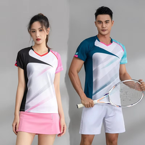 Uniforme de tennis unisexe de qualité supérieure, léger, 100 % polyester, respirant, à séchage rapide, couleur unie, logo personnalisable - Product Image 3