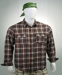 Chemise personnalisée en flanelle 100% coton biologique pour hommes Conception à carreaux à séchage rapide et lavable avec manches longues Respirant à la mode - Product Image 6