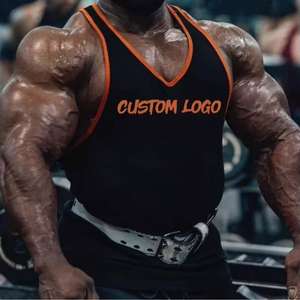 Débardeurs côtelés de musculation pour hommes personnalisés Vente en gros Vêtements de sport, fitness en coton avec broderie en silicone pour hommes - Product Image 6