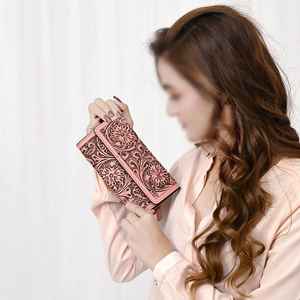 Cartera triple pintada a mano con herramientas occidentales, nuevo diseño, estilo vaquera, bolso de mano a precio mayorista - Product Image 2