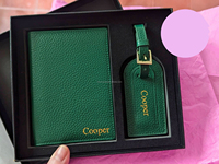 Juego de Etiquetas para Pasaporte y Equipaje Personalizables de Cuero Genuino Ecológico - Regalo de Lujo, Suave y Elegante para Ella y Él LPT-0025