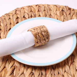Meilleur prix pour des anneaux de serviette ronds en jacinthe d'eau tissée de style bohème pour la décoration de table de Noël, décoration de mariage fabriqués au Vietnam - Product Image 4