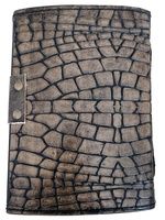Patrón de piel de cocodrilo de Dragón Volador en relieve carbón cuero genuino Vintage hecho a mano latón C-Lock Deckle papeles de arte libro de notas