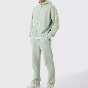 Conjunto de Chándal de Algodón 100% con Lavado Ácido Personalizado 2025, Estilo Vintage Urbano - Product Image 4