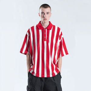 Camisa de Hombre de Línea Sólida Extragrande, con Hombros Caídos, Cuello Camisero Estampado, Transpirable, Antiarrugas, de Secado Rápido, Estilo Urbano - Product Image 1