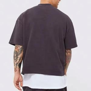 OEM Distressed Oversized Men's Gradient Gray Cotton T-Shirt Short Sleeve O-Neck Casual Jersey Knit Blank Streetwear Style Tee - Product Image 3