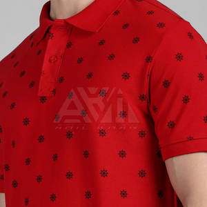 Polo pour homme rouge imprimé avec logo personnalisé, en coton piqué, à manches courtes, décontracté, pour le golf, vente en gros - Product Image 6
