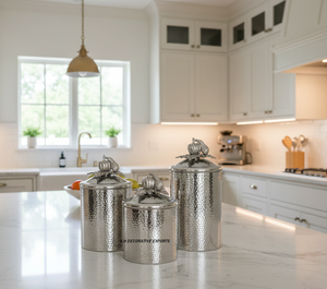 Hammered Silver Luxury Tea <b>Canister</b> Handmade Stainless Steel Buckle Lid Bottled Home Kitchen Eco-Friendly European Containers - Product Image 4