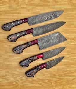 Premium High Quality Damascus <b>Steel</b> 5-Pcs Chef Knife Set Handmade Hot Selling Kitchen Use Direct Factory Stylish Chef Knives - Product Image 6
