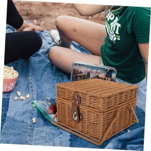 Panier de rangement tissé en cercle avec poignée, écologique, moderne, multi-usages - Product Image 3