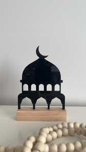 Decoraciones de Mesa de Acrílico Negro para Mezquita, Adorno de Mesa Islámico para Ramadán, Eid Mubarak, Silueta de Mihrab, Placa Decorativa Central - Product Image 2