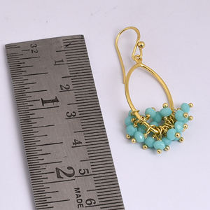 Amazonita natural 925 plata esterlina cuentas redondas pendientes joyería - Product Image 3