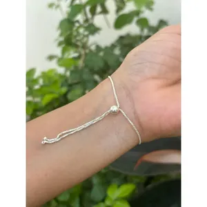 925 Silver Peridot <b>Beads</b> Chain <b>Bracelet</b> for Gift Occasions - Product Image 2