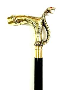 ก้าวออกไปในสไตล์ที่ไร้กาลเวลาด้วยไม้เท้าเดินดีไซน์วินเทจที่สวยงามและมีงูทองเหลือง - Product Image 2