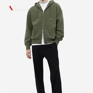 OEM alta calidad 100% algodón Unisex Full Zip Hoodie Custom Full Face Rhinestone Puff Print suministro al por mayor - Product Image 5