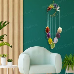 Campana de Viento Árbol de la Vida de Cristal - Adorno Colgante Decorativo con 7 Rebanadas de Ágata de Chakra - Product Image 5