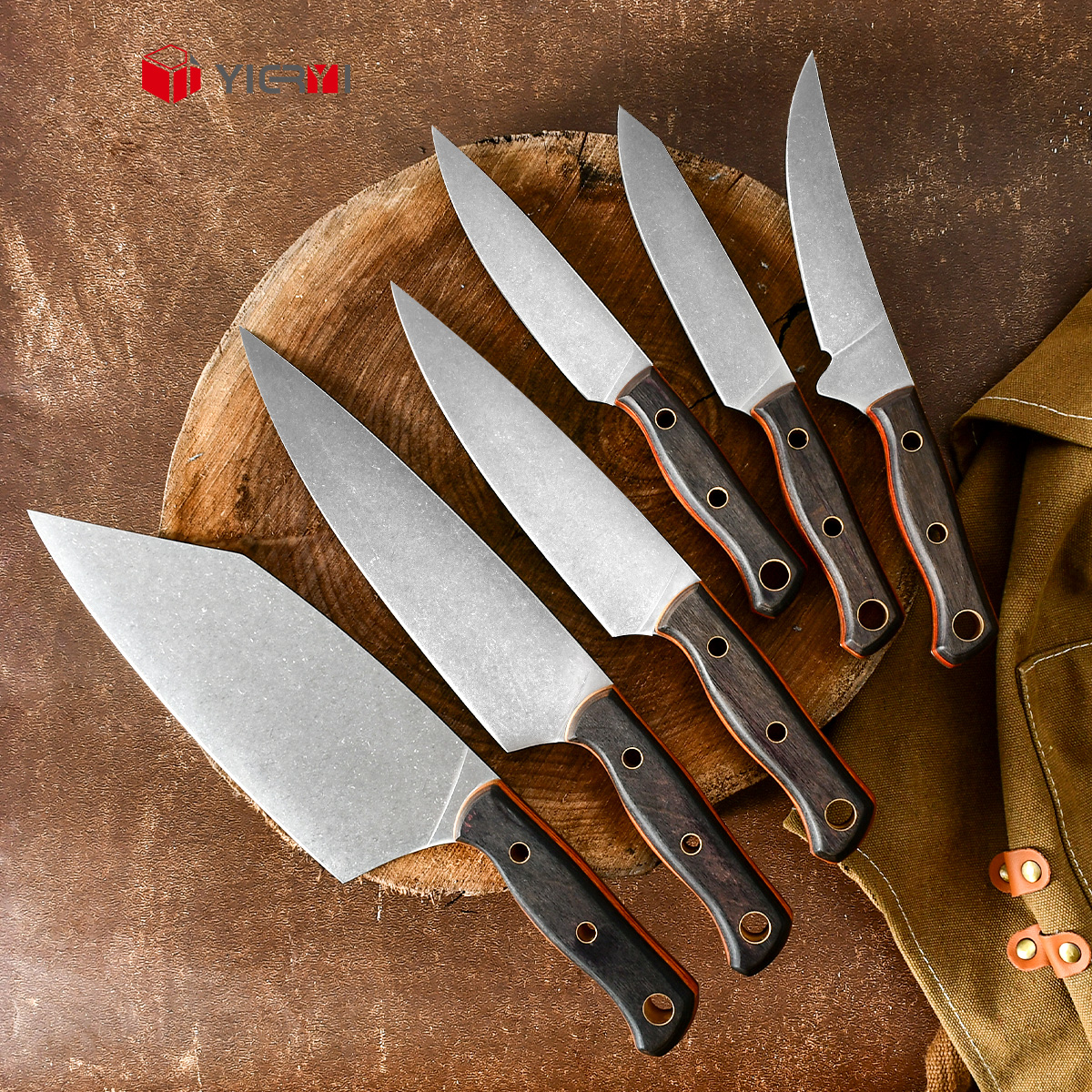 6pcs Professional Quality Full Tang Chef Knives Sets Fruit Knife Slicing Boning Knife Stainless Steel Kitchen Knives