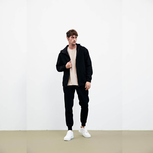 2024 personalizado para hombre XL invierno entrenamiento Jogging conjunto cómodo 100% algodón polar tela de talla grande cremallera Sudadera con capucha impresa delgada - Product Image 4