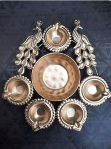 Urli Bowl with 20 <b>Floating</b> <b>Candle</b> <b>Holders</b> for Home Decor Traditional Urli with Elegant Lotus Petal Design for Table - Product Image 2