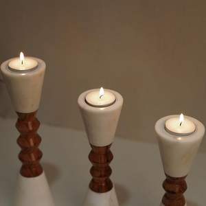 Marble Wood <b>Tall</b> Candle Holder Modern Handmade Candle Stand for Home Decor Luxury Table Floor Accent - Product Image 6