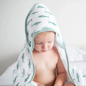 <b>Hooded</b> Baby <b>Towels</b> 100% Muslin Cotton 90x90cm Eco-Friendly Ultra Soft Absorbent Unisex for Toddlers & Kids Oaptimo - Product Image 5