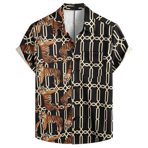 OEM High Quality Printed Summer Men's Sleepwear <b>Set</b> Soft Breathable Cotton Polyester Fabric Best Price - Product Image 3