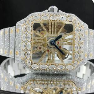 Reloj de Lujo para Hombre, Diseño Esqueleto, 40 mm, 20 mm, Acero Inoxidable, Cuarzo, Diamantes Moissanite VVS1, Ecológico, Resistente al Agua 30 m, Regalo - Product Image 5