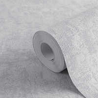 Papel Tapiz Vinílico Moderno No Tejido Hecho en Alemania - Estructura Gris con Aspecto de Yeso, Altamente Resistente al Lavado, para Sala de Estar
