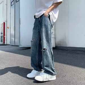 Fashionable <b>Mens</b> <b>Ripped</b> Denim <b>Jeans</b> Slim Fit Stylish Comfortable Casual Durable Pants for Trendy Streetwear Everyday Wear - Product Image 1
